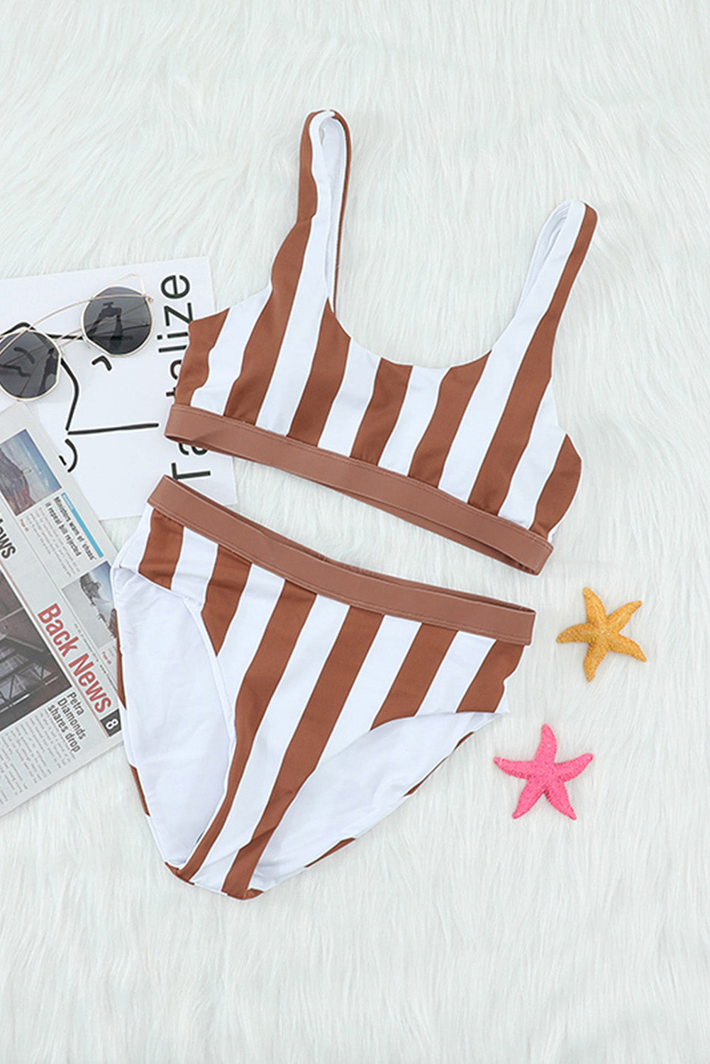 Striped Tank High Waist Bikini