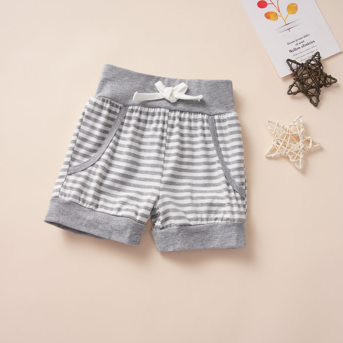 Decorative Button Tank and Striped Shorts Set